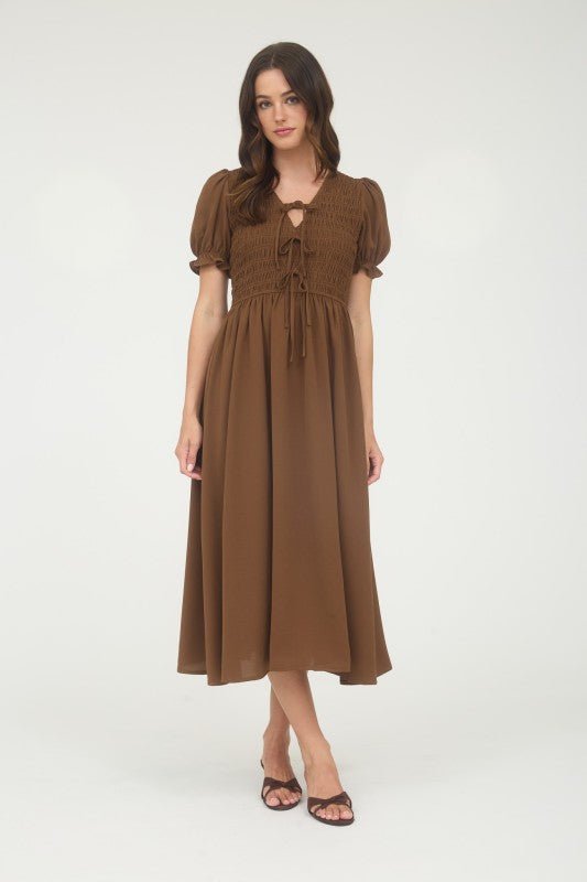Brown Tie Front Dress
