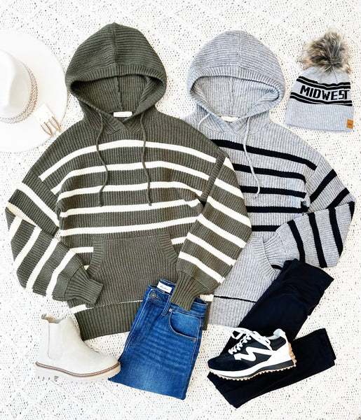 FINAL SALE - Striped Knit Hoodies - 2 Colors! – The Nines