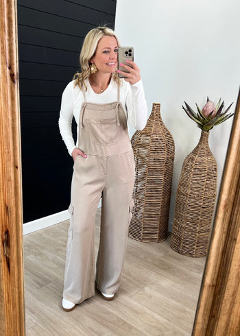 Risen Taupe Tencel Overalls - 2 Colors!