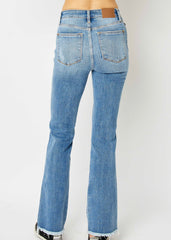 Judy Blue High Waist Destructed Frayed Hem Bootcut Jeans
