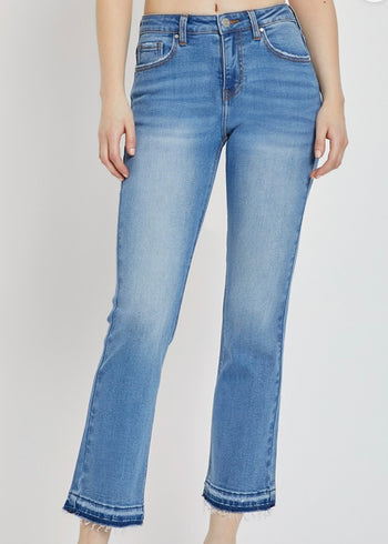 Risen Mid Rise Slim Straight Jeans