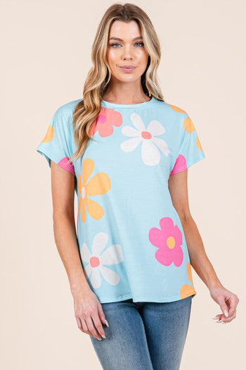 Bring On The Sun Blue Floral Tee
