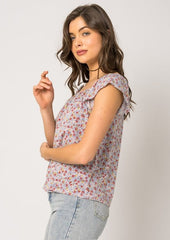 Blue Ditsy Floral Top