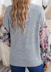 Gray Floral Sleeve Top