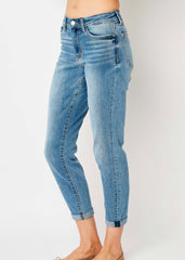 Judy Blue Mid Rise Slim Fit Cuffed Jeans