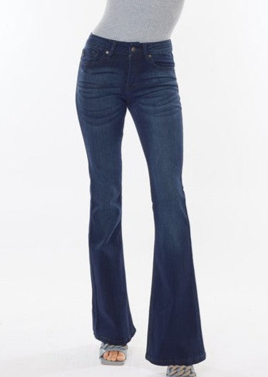 Regular Length Kan Can Mid Rise Dark Wash Flare Jeans – The Nines