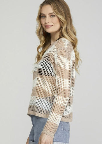 Taupe Open Knit Top