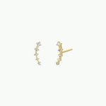 White Cubic zirconia Crawler Gold Earrings - The Nines