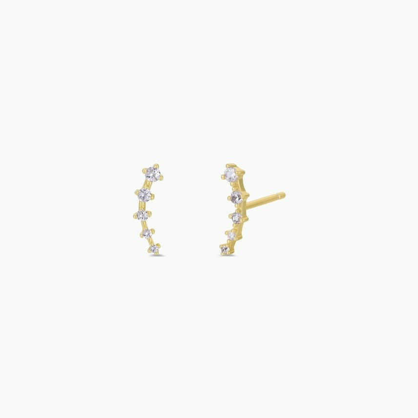 White Cubic zirconia Crawler Gold Earrings - The Nines