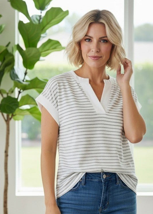 Terry Striped Top - 2 Colors! - The Nines