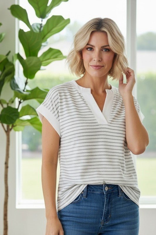 Terry Striped Top - 2 Colors! - The Nines