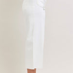 Judy Blue White Crop Wide Leg Front Patch Pocket - The Nines