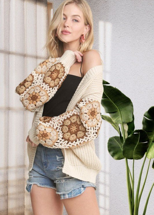 Crochet Sleeve Cardigan - 2 colors! - The Nines