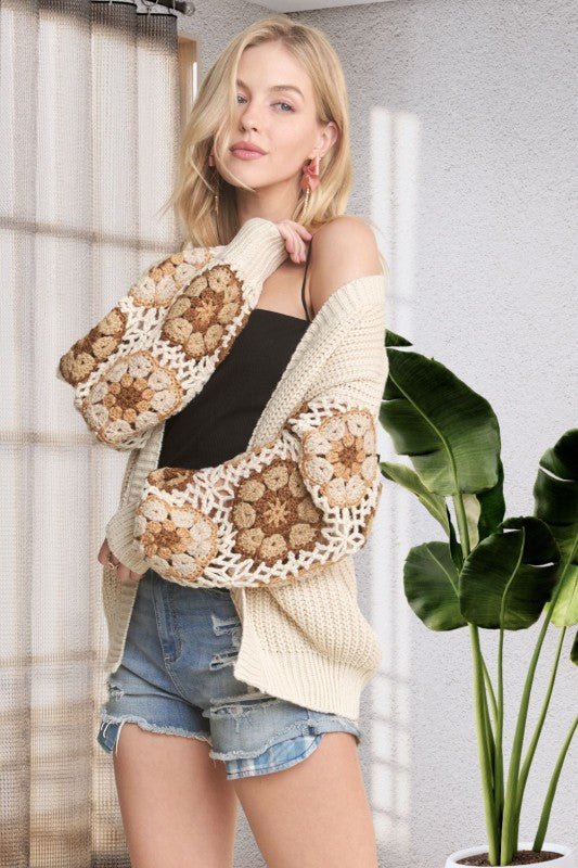 Crochet Sleeve Cardigan - 2 colors! - The Nines