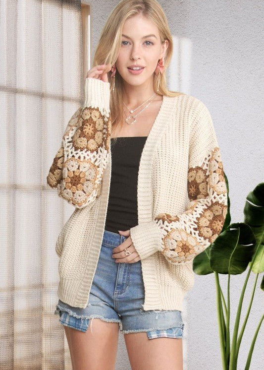Crochet Sleeve Cardigan - 2 colors! - The Nines