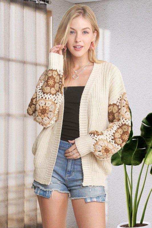 Crochet Sleeve Cardigan - 2 colors! - The Nines