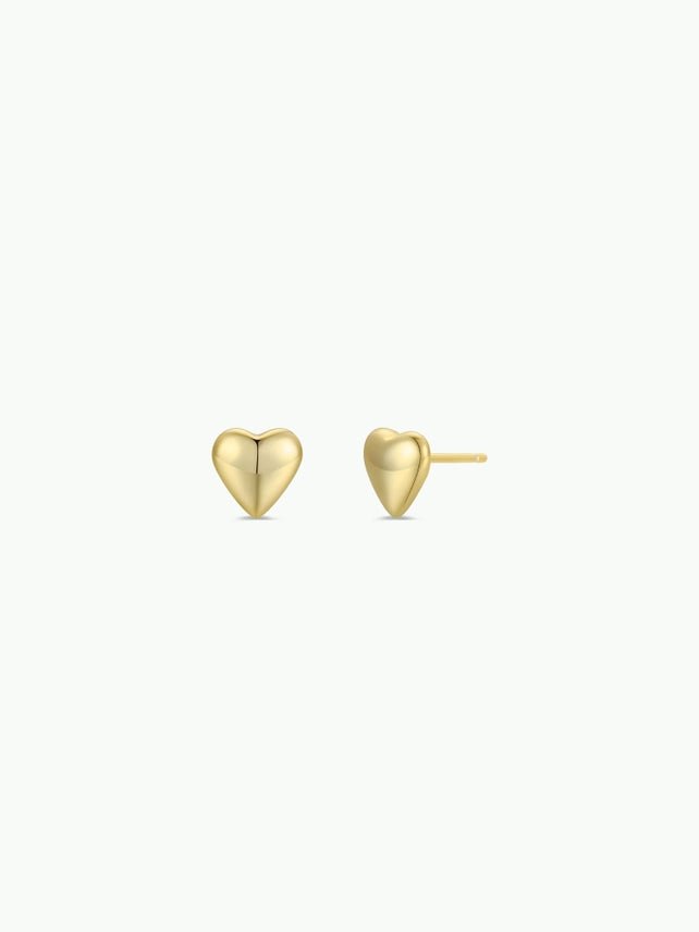 Puffed Gold Heart Earrings - The Nines