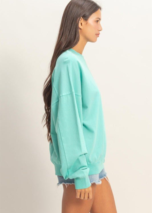 Teagan Turquoise Crew Neck Sweatshirt - The Nines