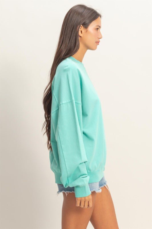 Teagan Turquoise Crew Neck Sweatshirt - The Nines