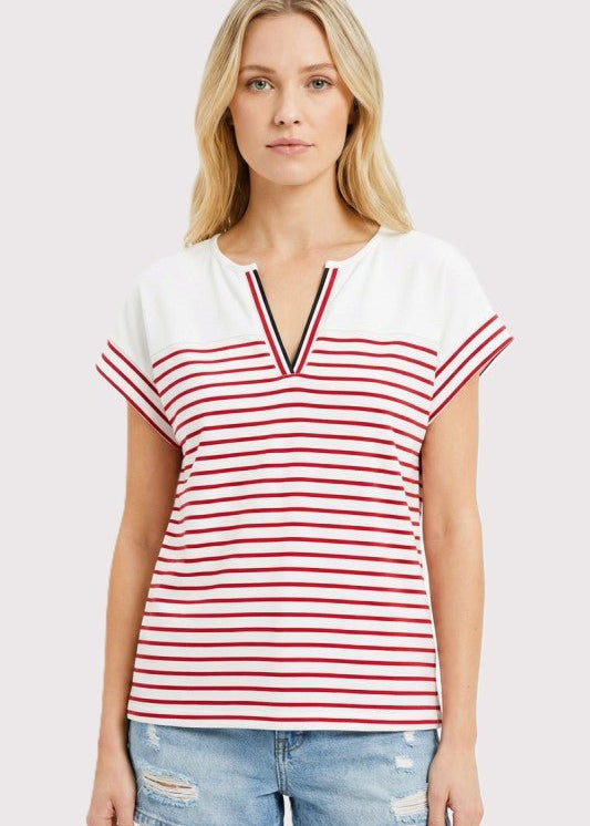 Sutton Striped V - neck Tee - 2 Colors! - The Nines