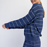 Navy Scuba Striped Crew Neck - The Nines