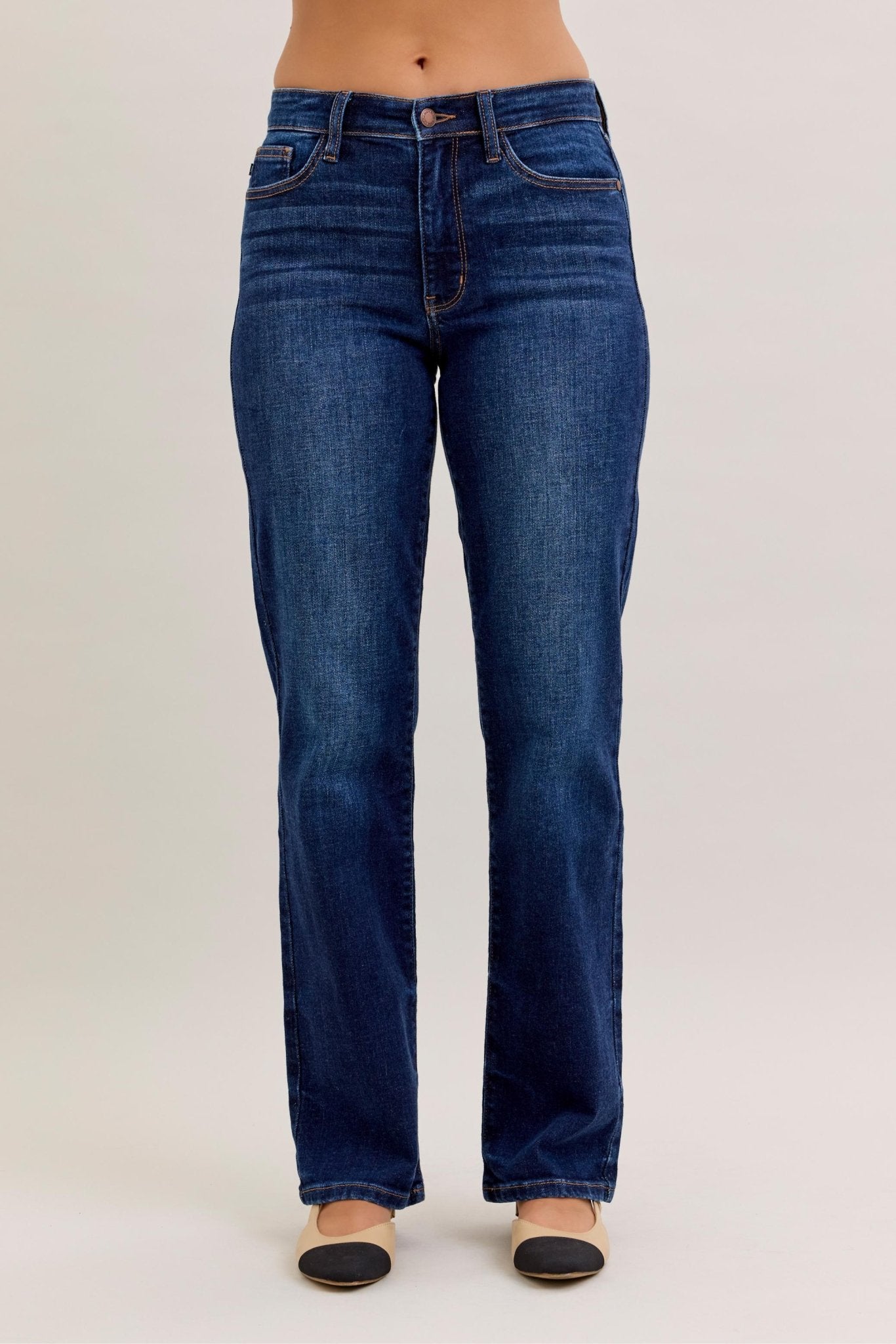 Judy Blue Midrise Dark Wash Mr. Straight - 3 Lengths - The Nines