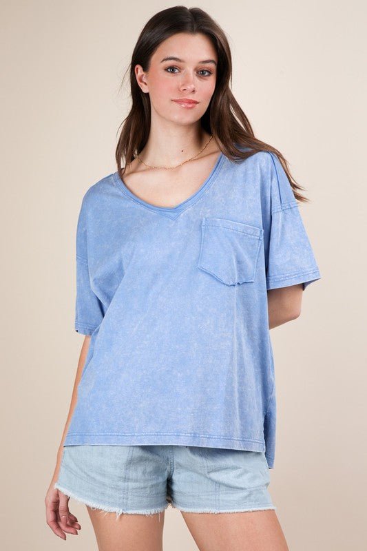 Mineral Washed V - neck tees - 4 Colors! - The Nines