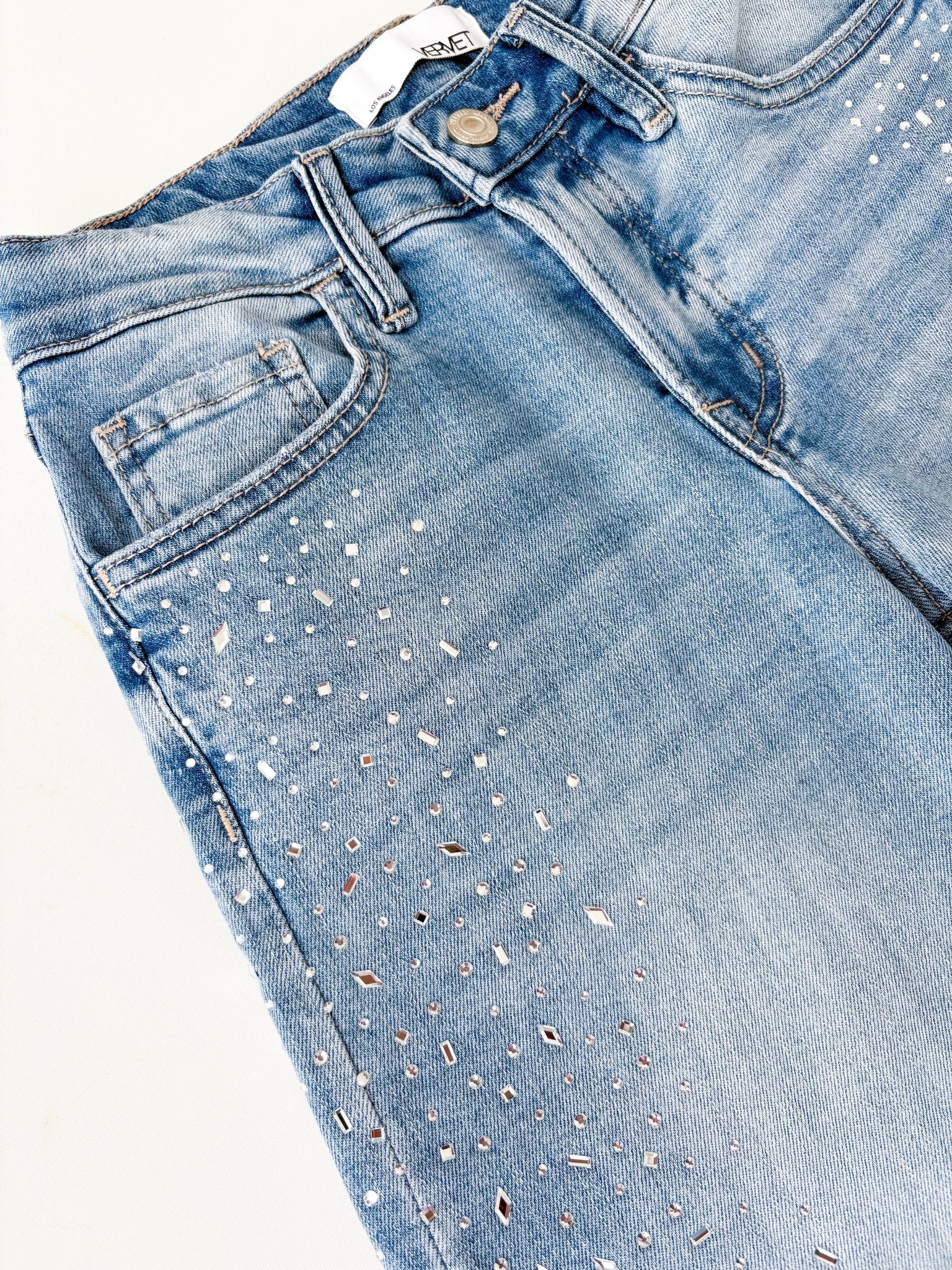 Vervet Olivia High Rise Intrigue Embellished Wide Jeans - The Nines