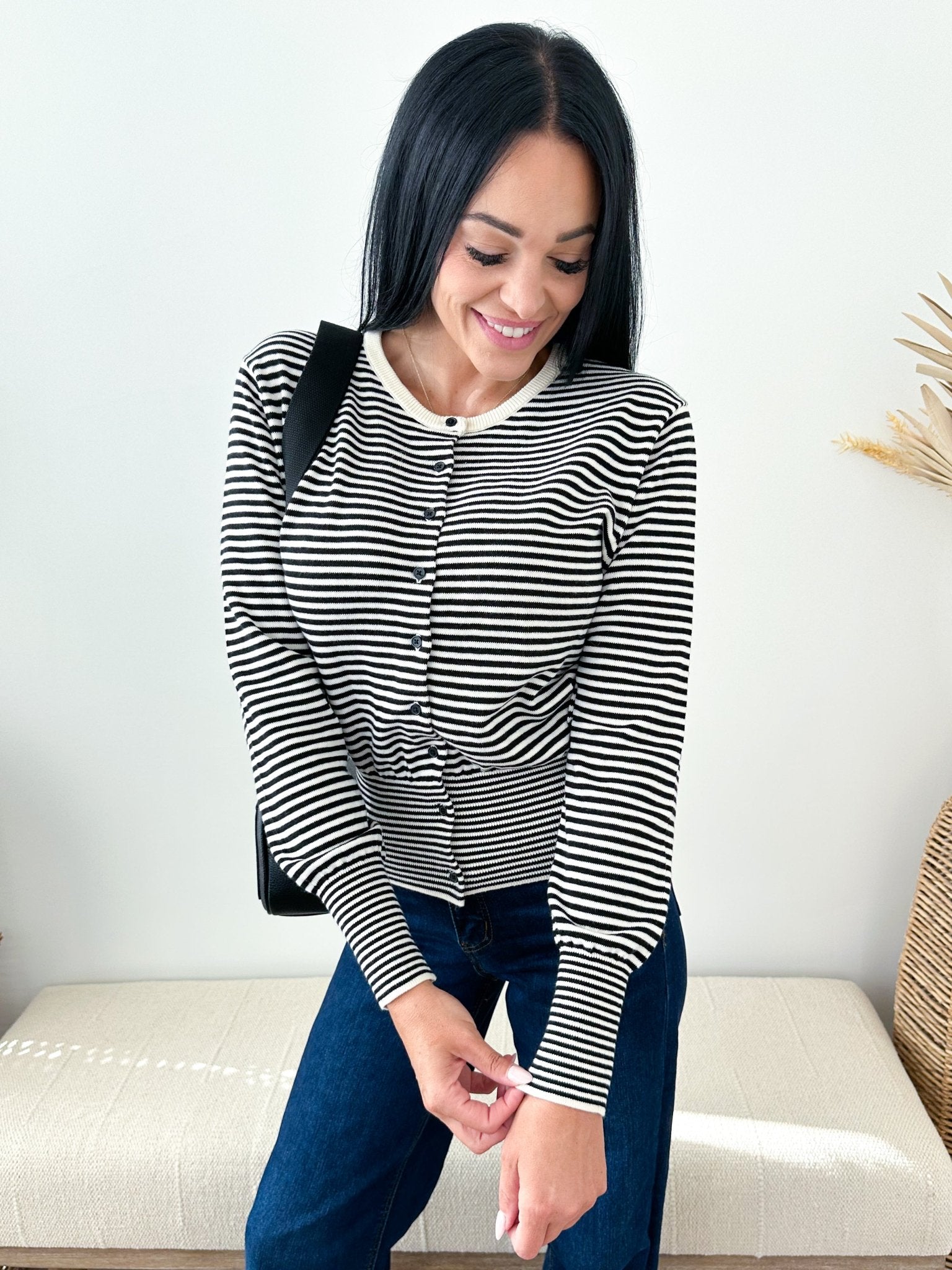 Stripe Button Down Cardigan - The Nines