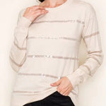 Oatmeal Sequin Stripe Pullover - The Nines
