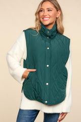 Hunter Green Snap Button Quilted Vest - FINAL SALE