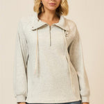 Light Heather Gray Cozy Sweatshirt Top - The Nines