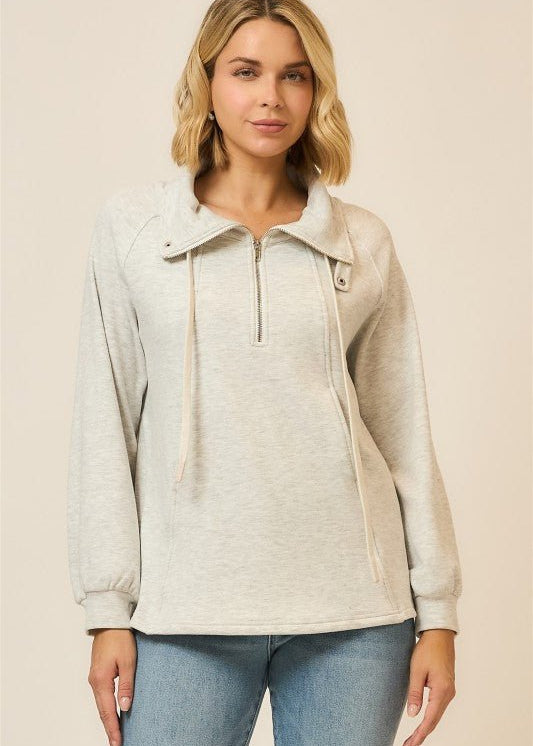 Light Heather Gray Cozy Sweatshirt Top - The Nines