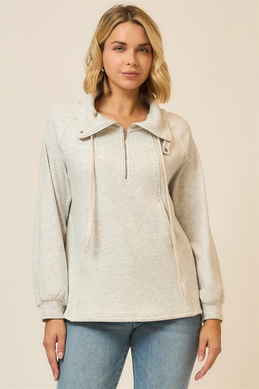 Light Heather Gray Cozy Sweatshirt Top - The Nines