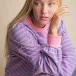 Pink & Lavender Striped Sweatshirt - FINAL SALE! - The Nines