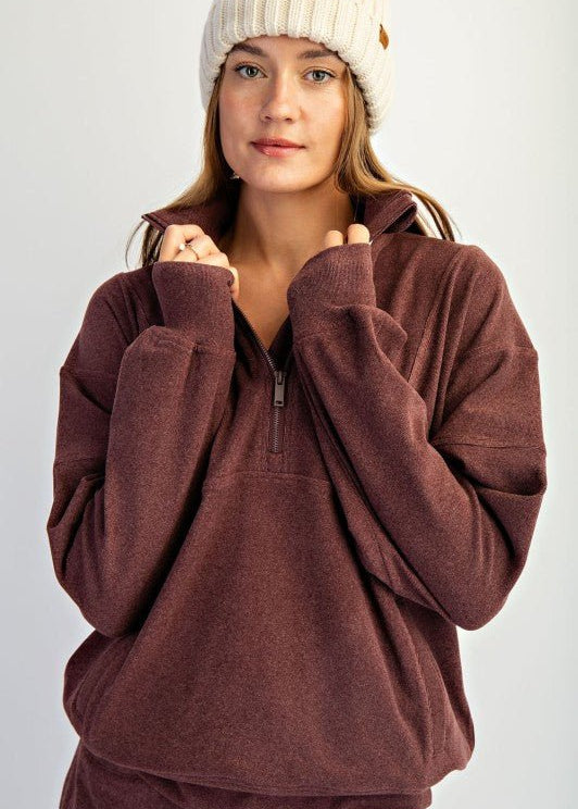 Rae Mode Brushed Quarter Zip Top - 3 Colors! - The Nines