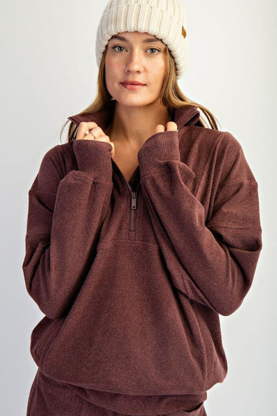 トップス Reee Rae Mode Brushed Quarter Zip Top - 3 Colors! – The Nines
