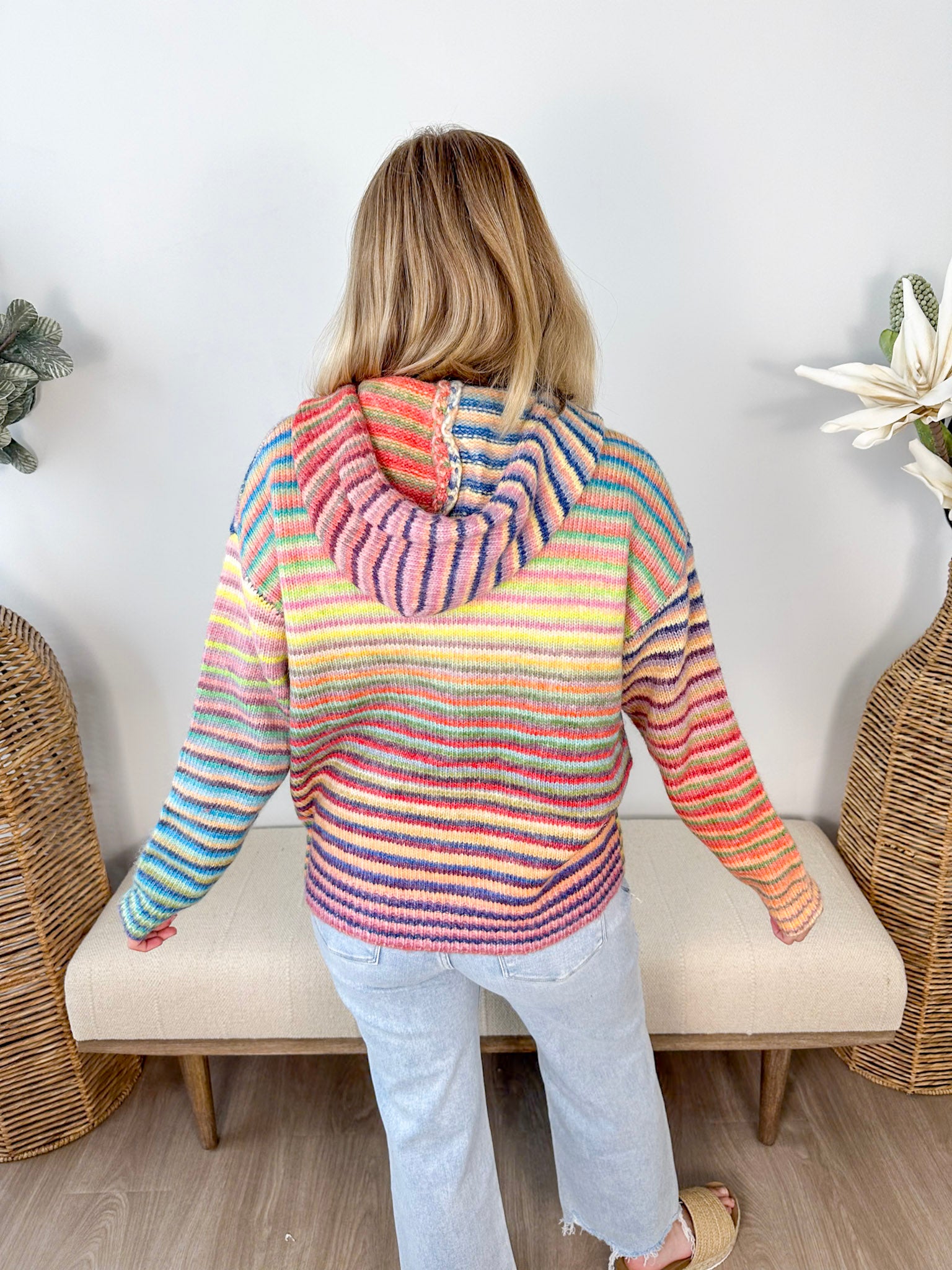 Multi Stripe Zip Sweater Hoodie - The Nines