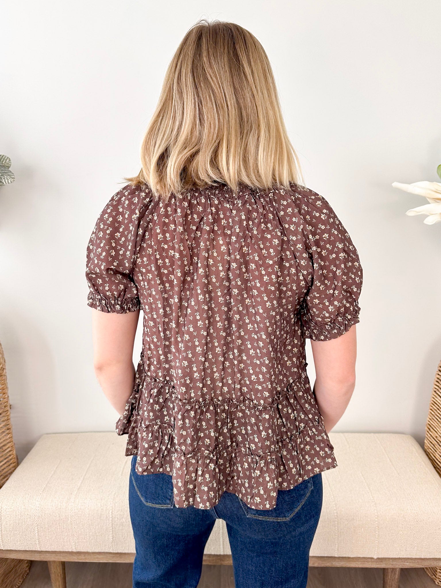 Tie Neck Floral Blouse - The Nines