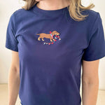 USA Dog Embroidered Cropped Tee - The Nines