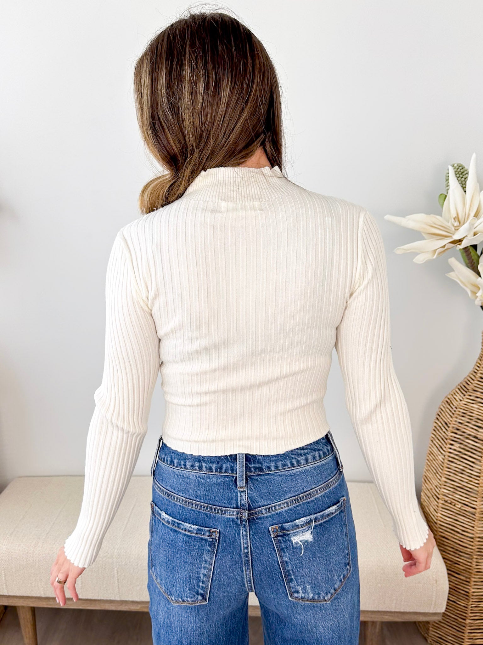Asymmetrical Mock Neck Top - The Nines