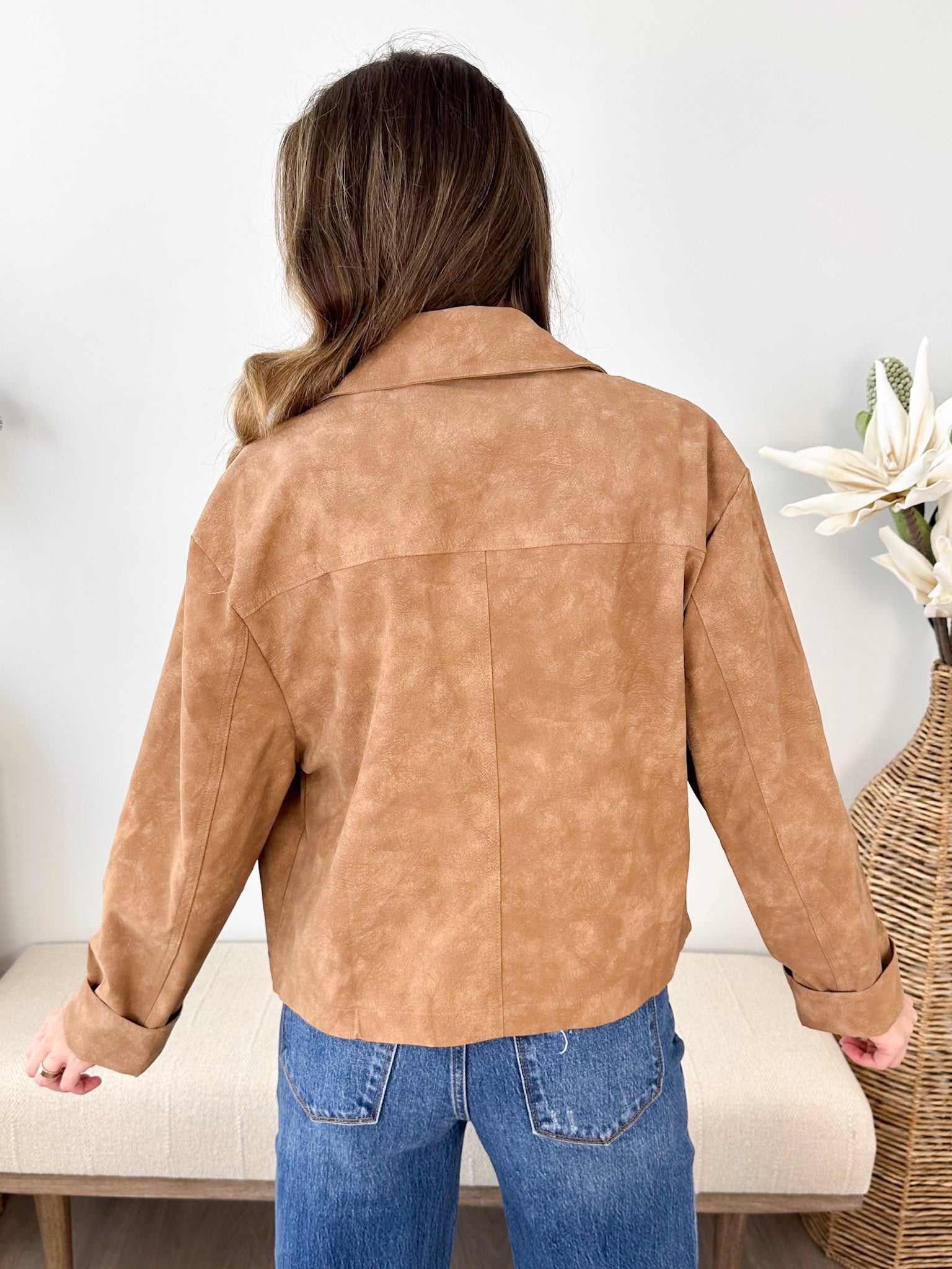 Vegan Leather Collared Jacket - The Nines