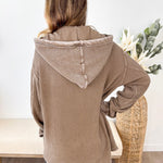 Mineral Wash Waffle Knit Hoodie Shacket - The Nines