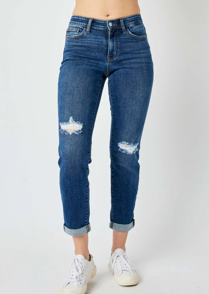 Judy Blue Mid Rise Destructed Slim Fit Jeans - FINAL SALE! - The Nines