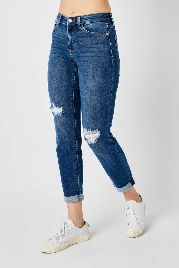 Judy Blue Mid Rise Destructed Slim Fit Jeans - FINAL SALE! - The Nines