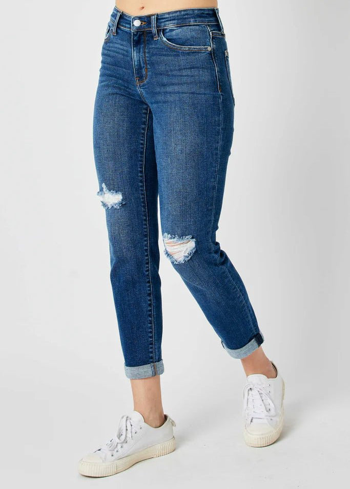 Judy Blue Mid Rise Destructed Slim Fit Jeans - FINAL SALE! - The Nines