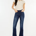 Kan Can Mid Rise Dark Wash Gold Thread Flare Jeans - FINAL SALE! - The Nines