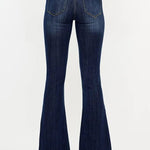 Kan Can Mid Rise Dark Wash Gold Thread Flare Jeans - FINAL SALE! - The Nines