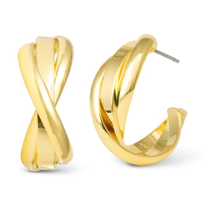 Grace Polished Twist Huggie - Gold - The Nines