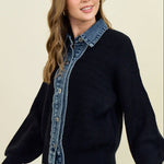 Black & Denim Detail Cardigan - The Nines